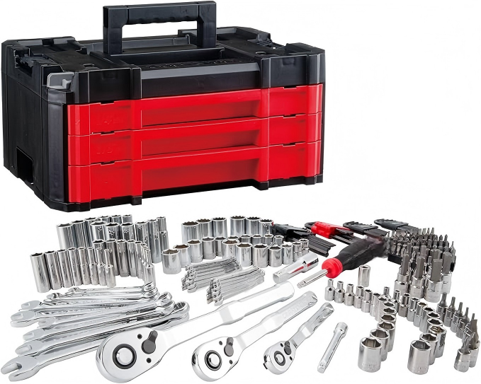 Mechanics Socket & Ratchet Tool Set with Portable Storage Box