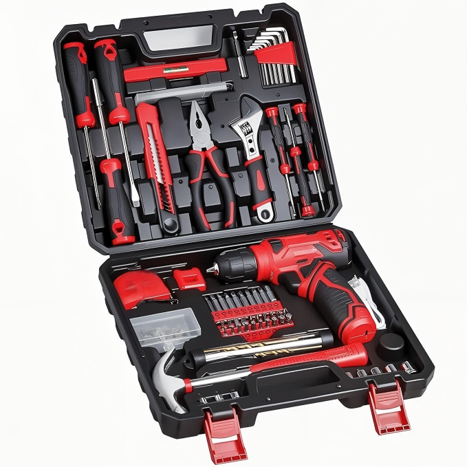 Household Drill & Hand Tool Combo Kit in Carry Case