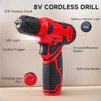 Household Drill & Hand Tool Combo Kit in Carry Case