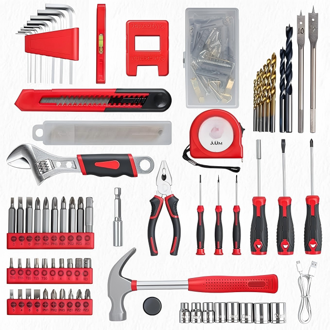 Household Drill & Hand Tool Combo Kit in Carry Case
