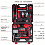 Household Drill & Hand Tool Combo Kit in Carry Case