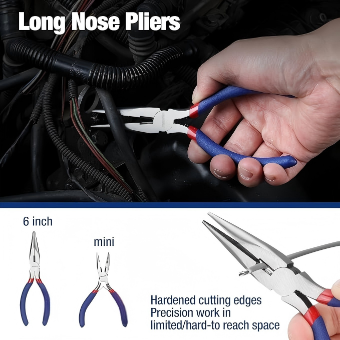 7-Piece Long-Reach Pliers Set with Comfort Grip Handles