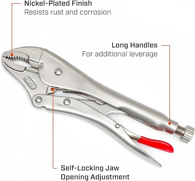 Locking Pliers Set for Clamping, Holding, and Repair Work