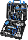 Blue Household Drill Tool Set with Organized Carry Case