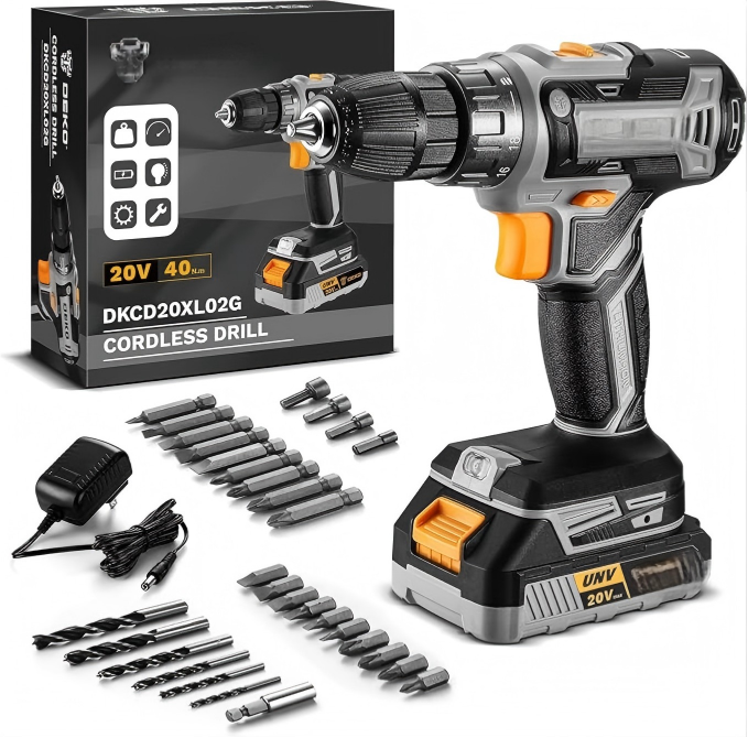 20V Cordless Drill Set with Bits and Charger