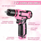 Pink Drawer-Style Tool Kit with Drill and Socket Accessories