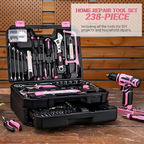 Pink Drawer-Style Tool Kit with Drill and Socket Accessories