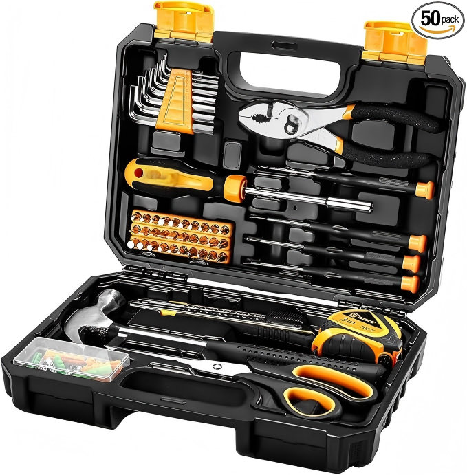 50-Piece Household Tool Set with Compact Carry Case