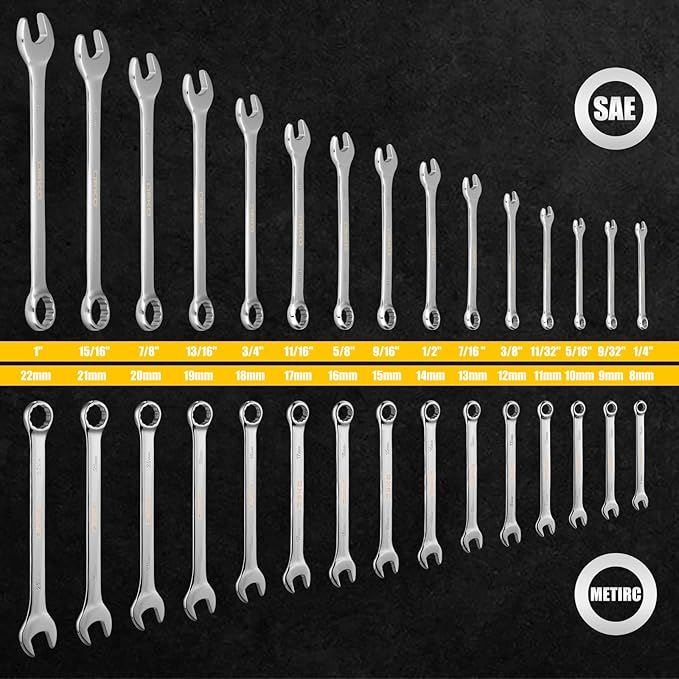 15-Piece Combination Wrench Set with Storage Rack