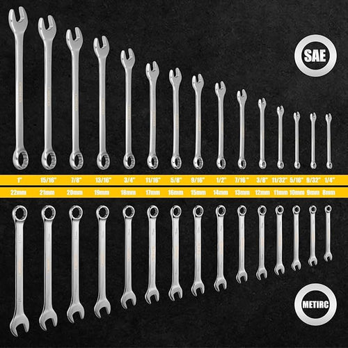 15-Piece Combination Wrench Set with Storage Rack