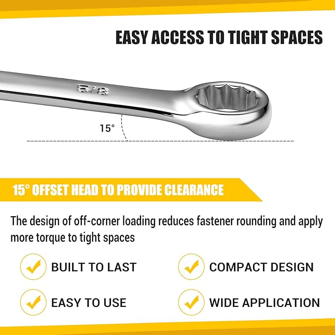 15-Piece Combination Wrench Set with Storage Rack