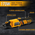 Rotary Tool Kit with Accessories and Carry Case
