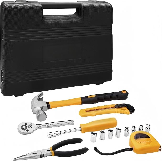 Home Repair Tool Kit with Level, Hammer, Pliers, and Bit Set