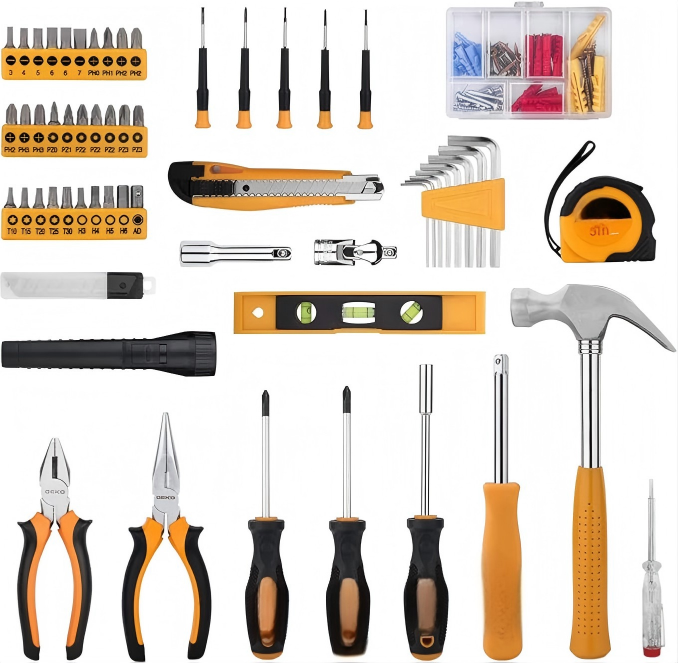 Large Black and Yellow Tool Kit with Socket and Wrench Selection