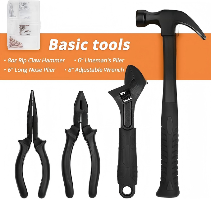 Silver Case Household Tool Set with Sockets and Screwdrivers
