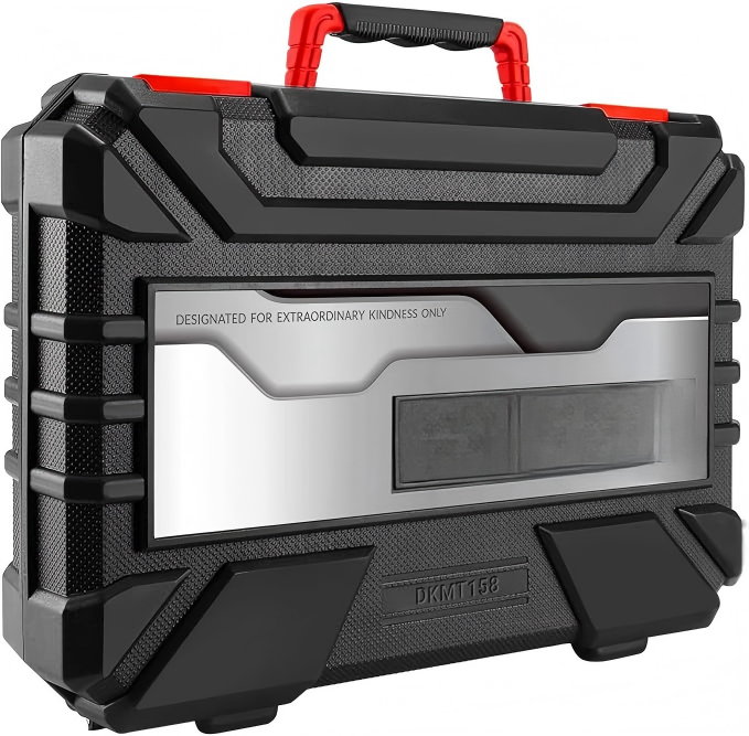 Red and Black Household Tool Kit with Ratchet, Sockets, and Hand Tools